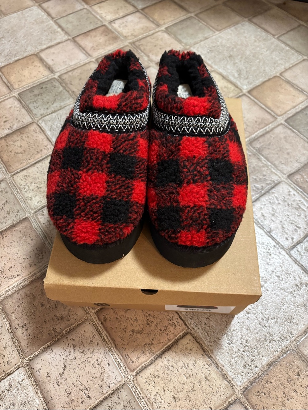 Simply Southern Red and Black Buffalo Plaid Slip-On Slippers